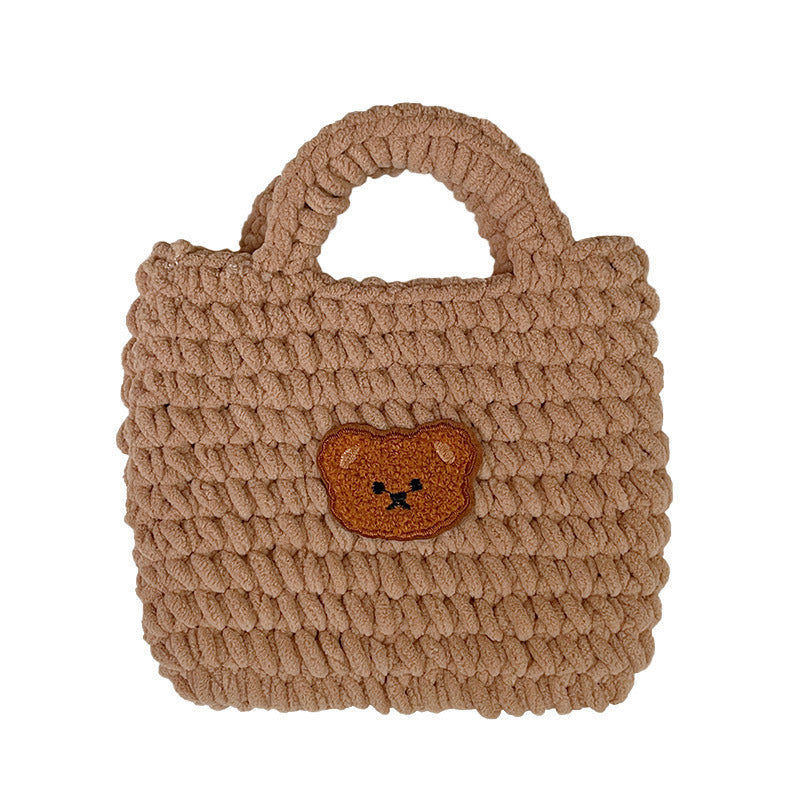 hand woven ice strip thread bear handbag