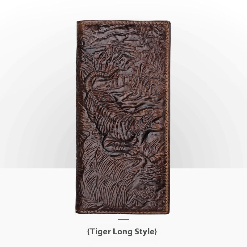 personalized retro handmade embossed leather wallet for man