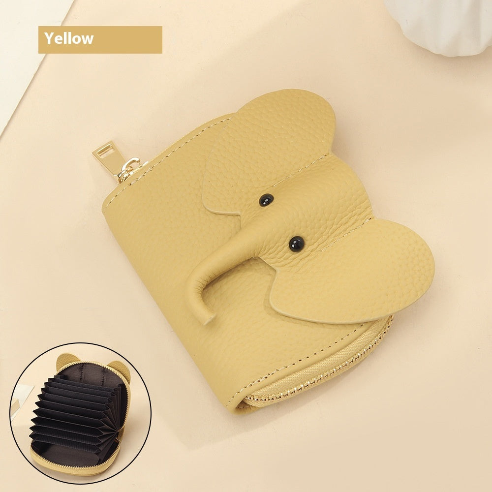 leather organ card holder bags creative elephant zipper wallet fashion bag