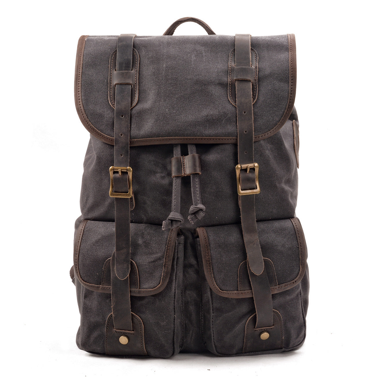 travel backpack canvas stitching crazy horse leather