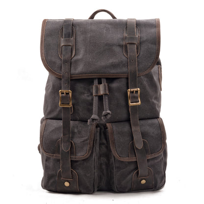 travel backpack canvas stitching crazy horse leather
