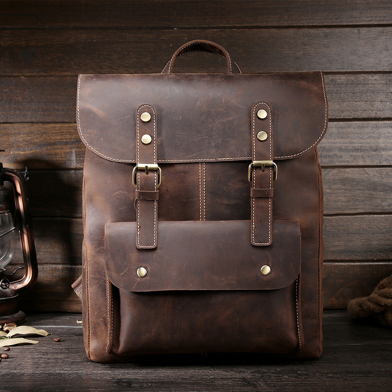 mens backpack backpack bag retro crazy horse leather bag retro casual male computer bag wholesale