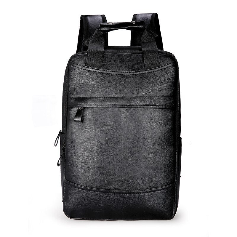 mens leather business simple backpack