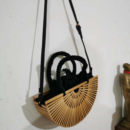 one shoulder messenger rattan outdoor beach bag