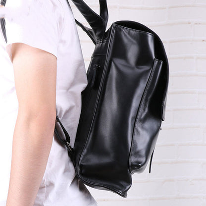 black oil wax leather backpack