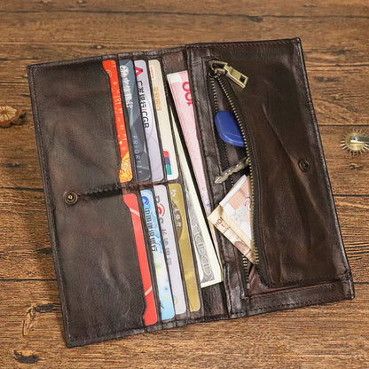 handmade old pleated long wallet men