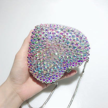 love shaped full diamond bag crystal dinner