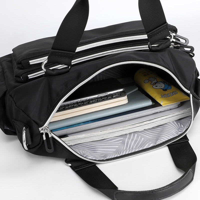 fashion trendy one shoulder bag multi layer waterproof nylon women