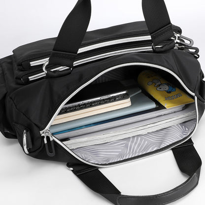 fashion trendy one shoulder bag multi layer waterproof nylon women