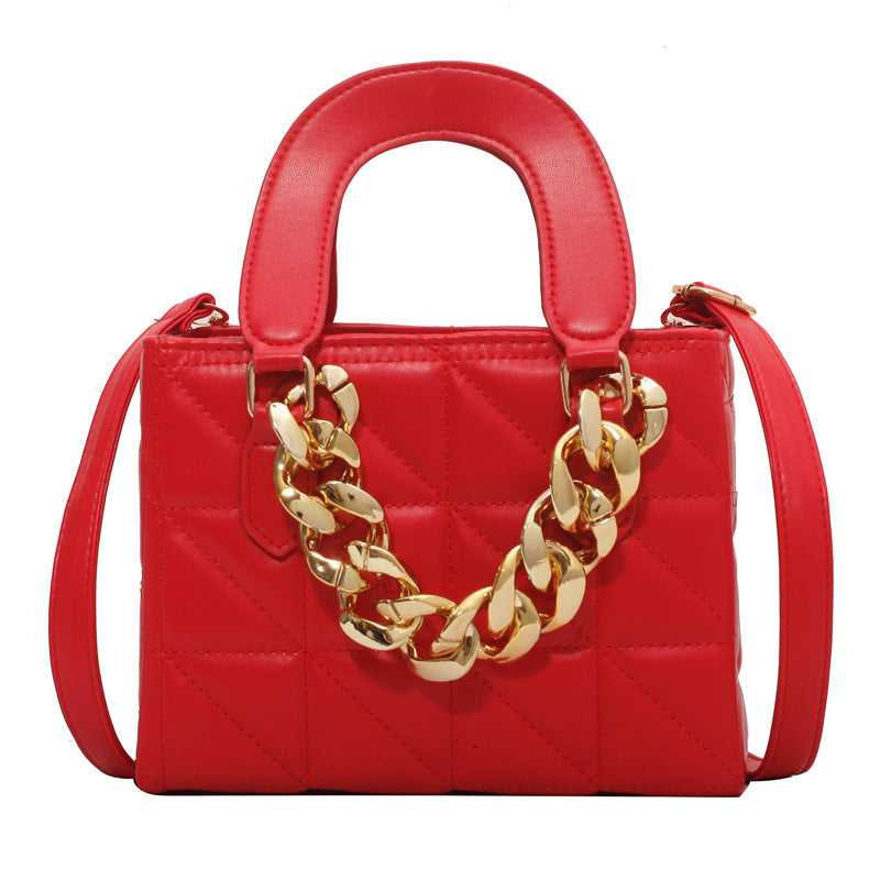 womens korean style fashion thick chain rhombus handbag