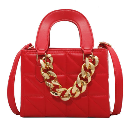 womens korean style fashion thick chain rhombus handbag