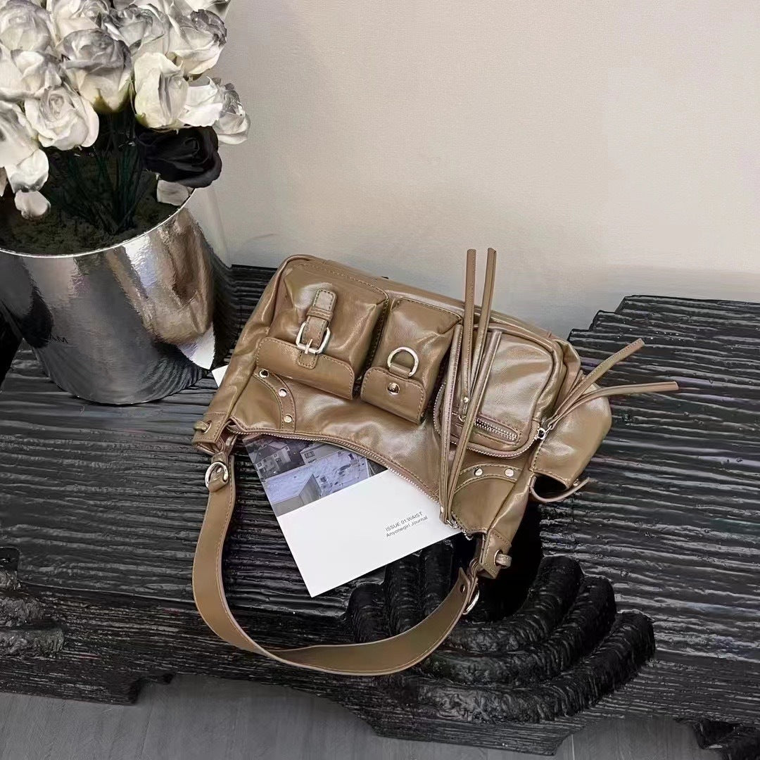 womens motorcycle multi pocket shoulder bag