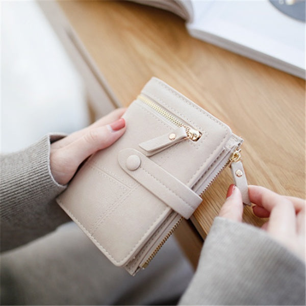 zipper buckle 2 fold clutch