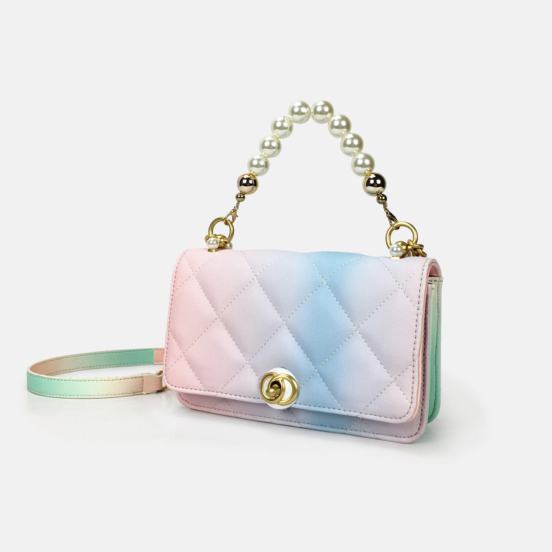 gradient rainbow bag diamond small square bag