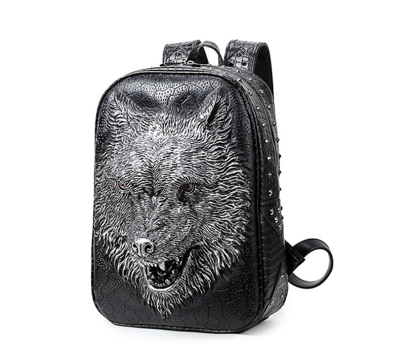 3d wolf head student backpack korean edition bags shoulder bags for men and women