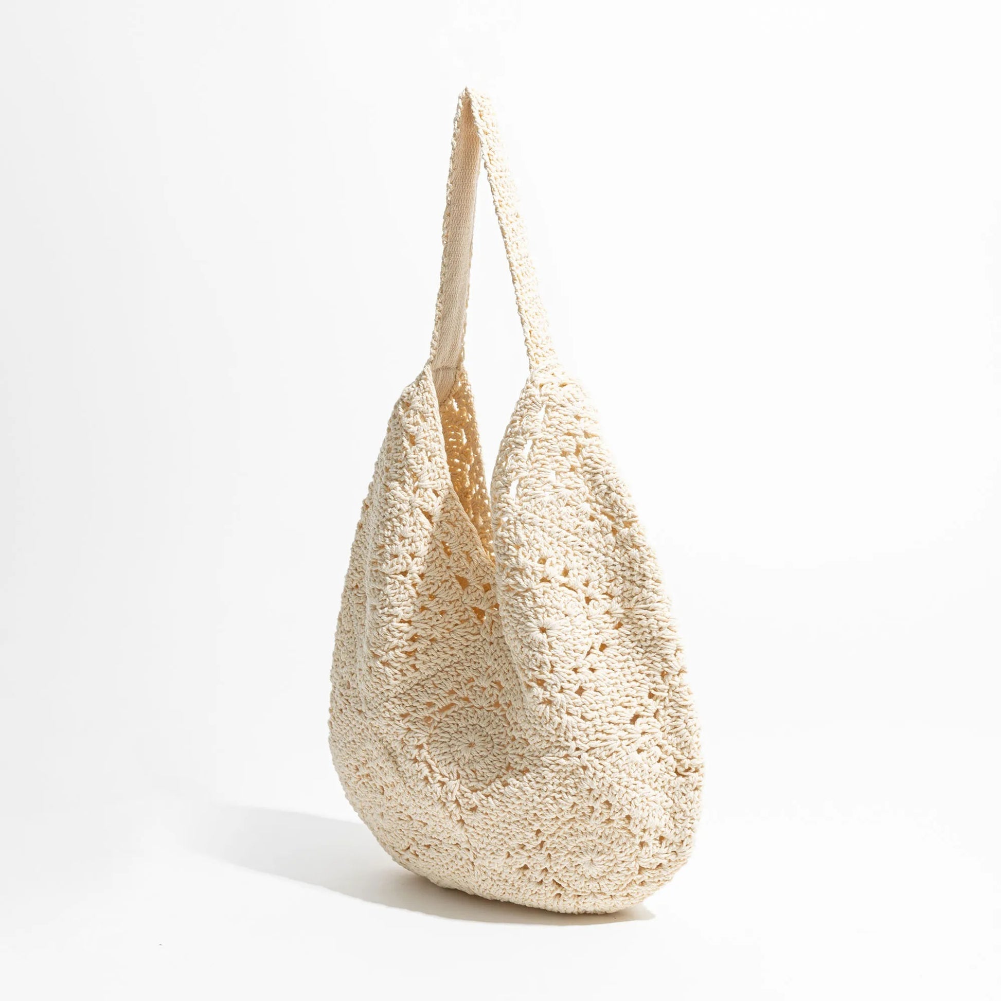 woven crocheted flower mori style hollow shoulder bag