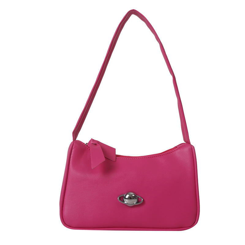 simple temperament pure color gentle shoulder bag