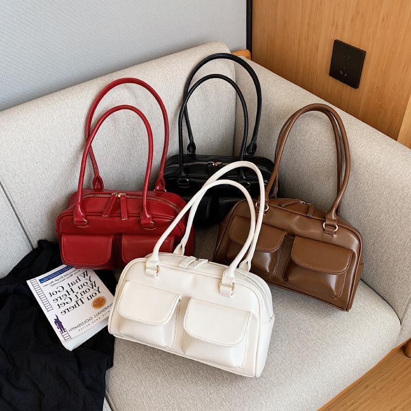 multi pocket design shoulder bag fashion versatile square handbags women underarm bags