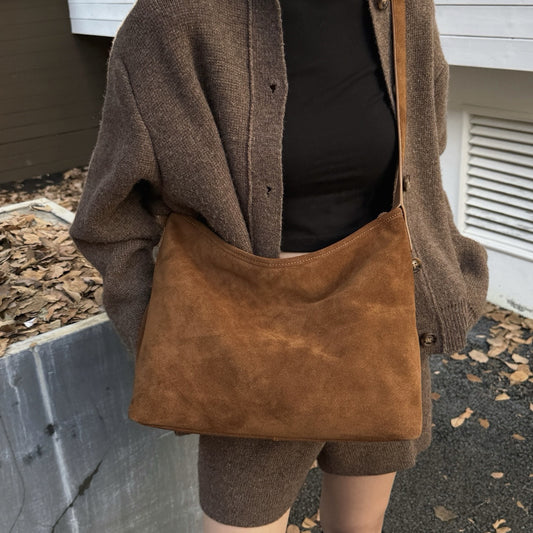 Trendy Womens Matte Suede Bucket Bag With A Large Capacity And A Vintage Vibe