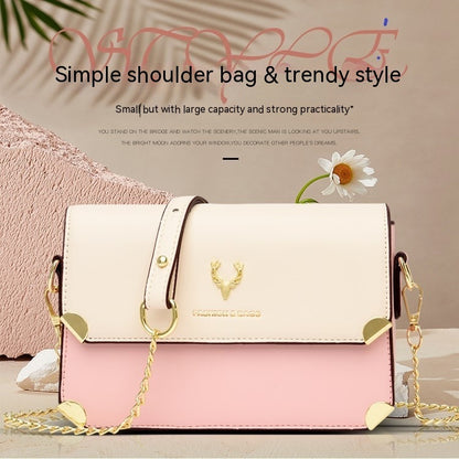 fashion color contrast deer head chain crossbody bag