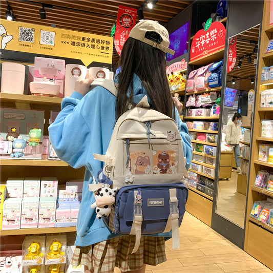 large capacity cartoon backpack junior high school student backpack