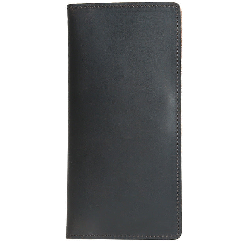 mens long retro slim leather wallet