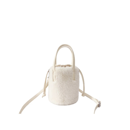 mink like bucket vintage plush hand bag