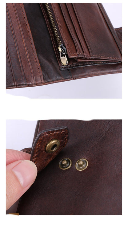 multi card retro crazy horse leather wallet