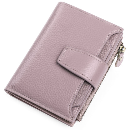 womens leather short wallet european and american milled first layer cowhide wallet wallet