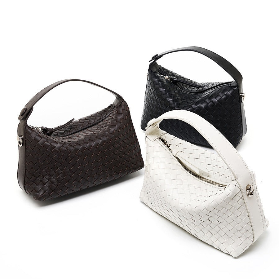 niche-authentic-leather-weave-dumpling-bag