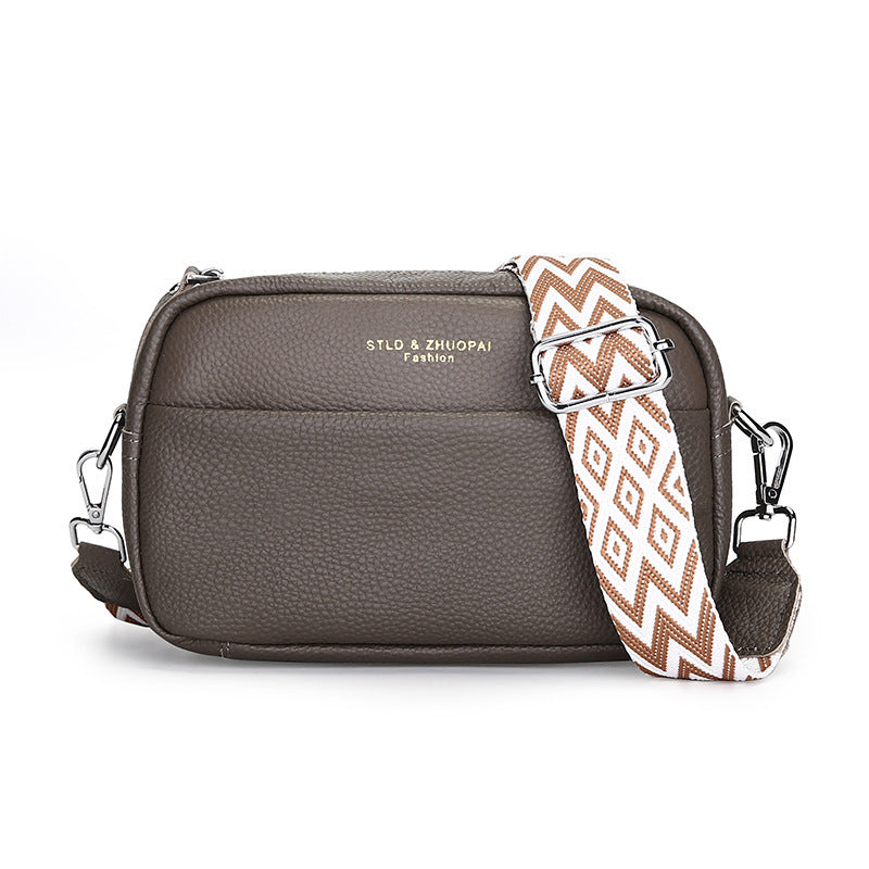 fashion simple shoulder messenger bag top layer cowhide small square bag