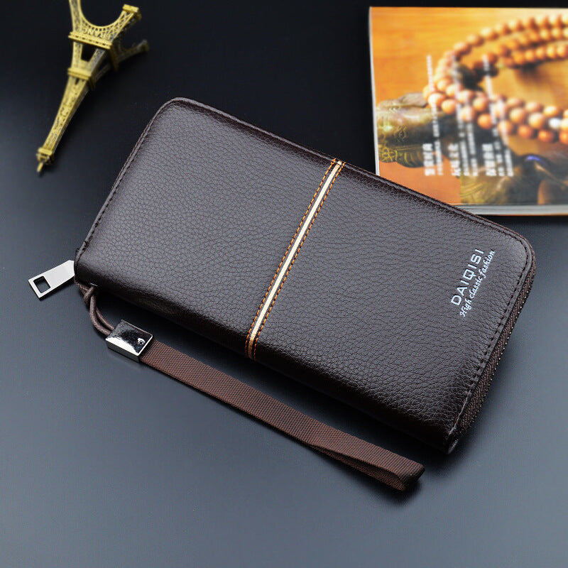 new european and american mens long purse zipper fashion hand take business leisure mens wallet foreign trade manufacturers wholesale