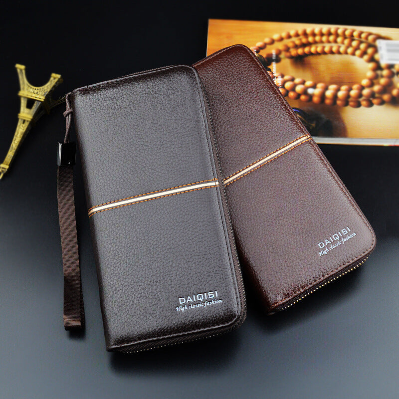 new european and american mens long purse zipper fashion hand take business leisure mens wallet foreign trade manufacturers wholesale