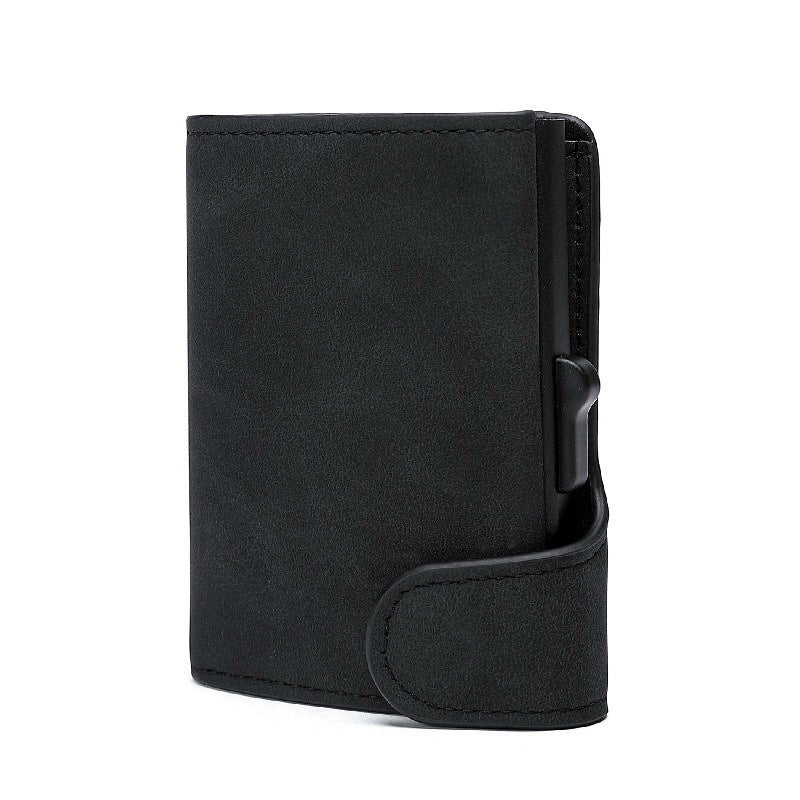 snap button side push creative card holder anti magnetic anti identity theft coin purse bankcards box