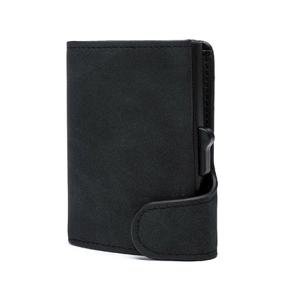 snap button side push creative card holder anti magnetic anti identity theft coin purse bankcards box