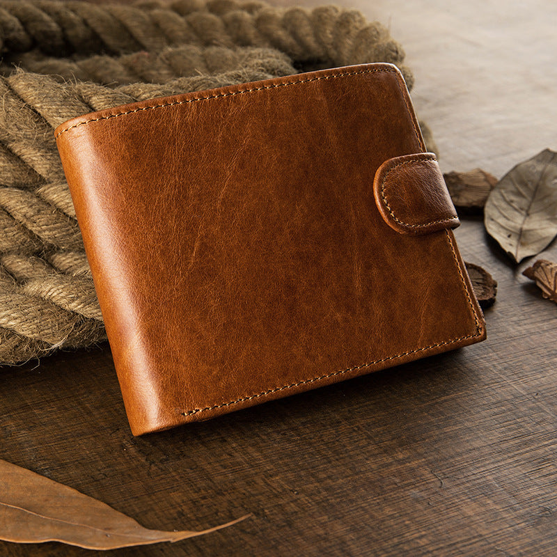 multifunctional mens short leather wallet