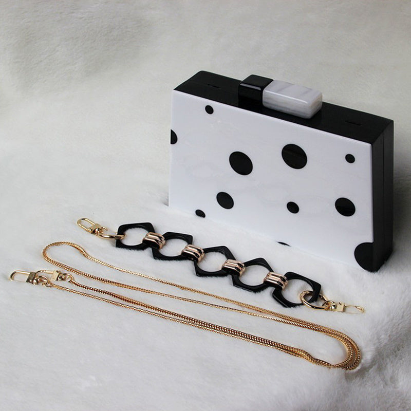 dinner bag wedding bag black and white polka dot clutch bag european and american fashion new