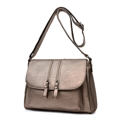 crossbody womens soft leather middle aged mother bag