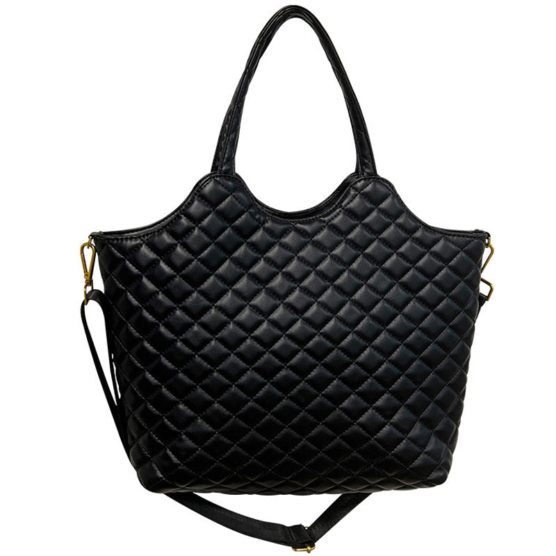 large capacity versatile rhombus black bag shoulder