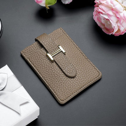 leather card holder pull out card holder thin women