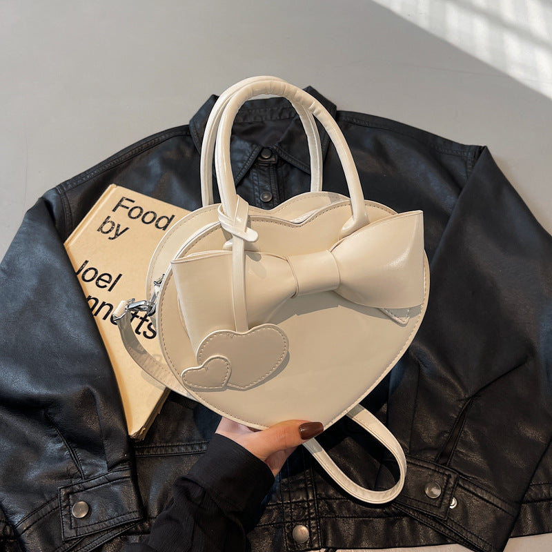 bow heart bag fashion portable shoulder messenger bag