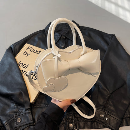 bow heart bag fashion portable shoulder messenger bag