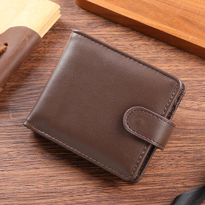 mens pu leather horizontal wallet large capacity multiple card slots with zipper coin pocket