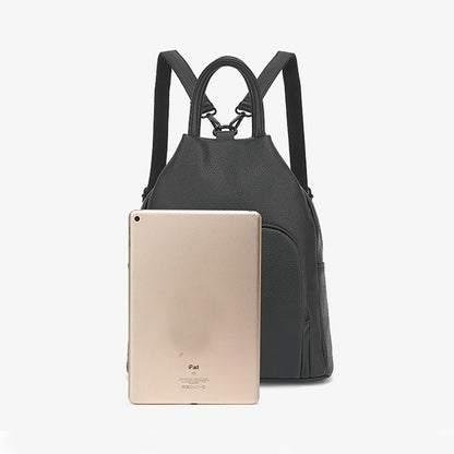 pu backpack practical soft leather zipper handbag