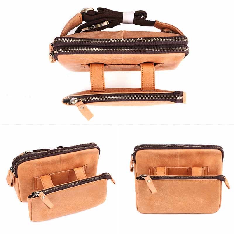 men waist bag pack casual functional money phone belt bag male unisex sling bag for belt leather hip bag chest phone purse