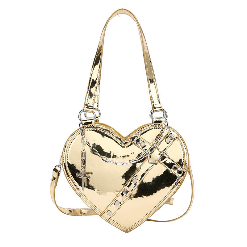 chain heart shaped bags large capacity love shoulder bag for women valentines day