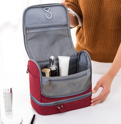 new cationic waterproof large capacity cosmetics dry and wet wash bag two layer cosmetic bag