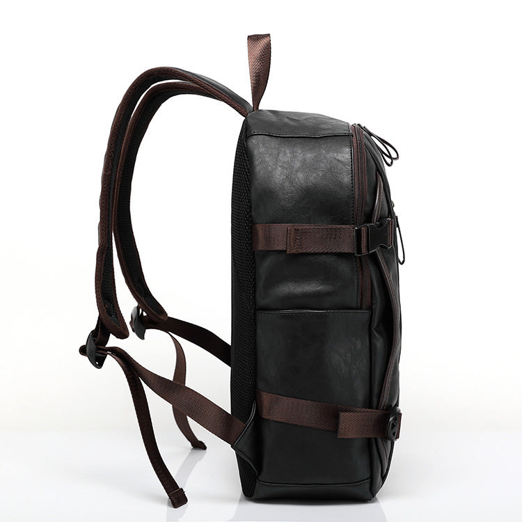 new korean style mens backpack fashion style leather middle school bag male bag factory direct sales