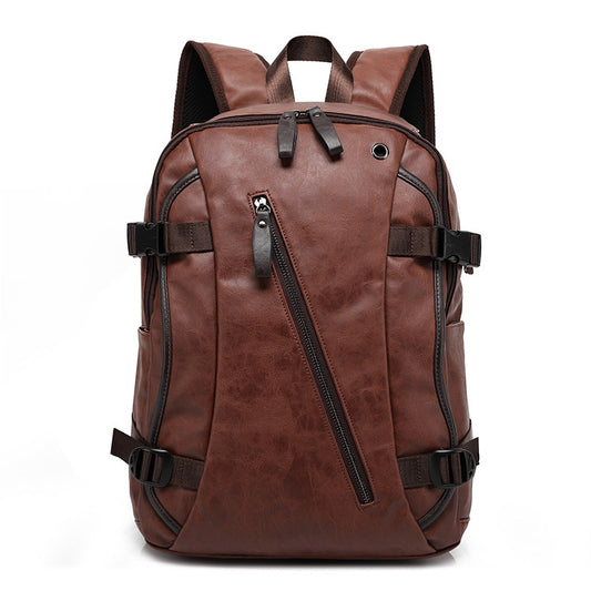 new korean style mens backpack fashion style leather middle school bag male bag factory direct sales