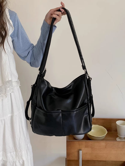 new soft leather large capacity three purpose commuter multifunctional backpack schoolbag